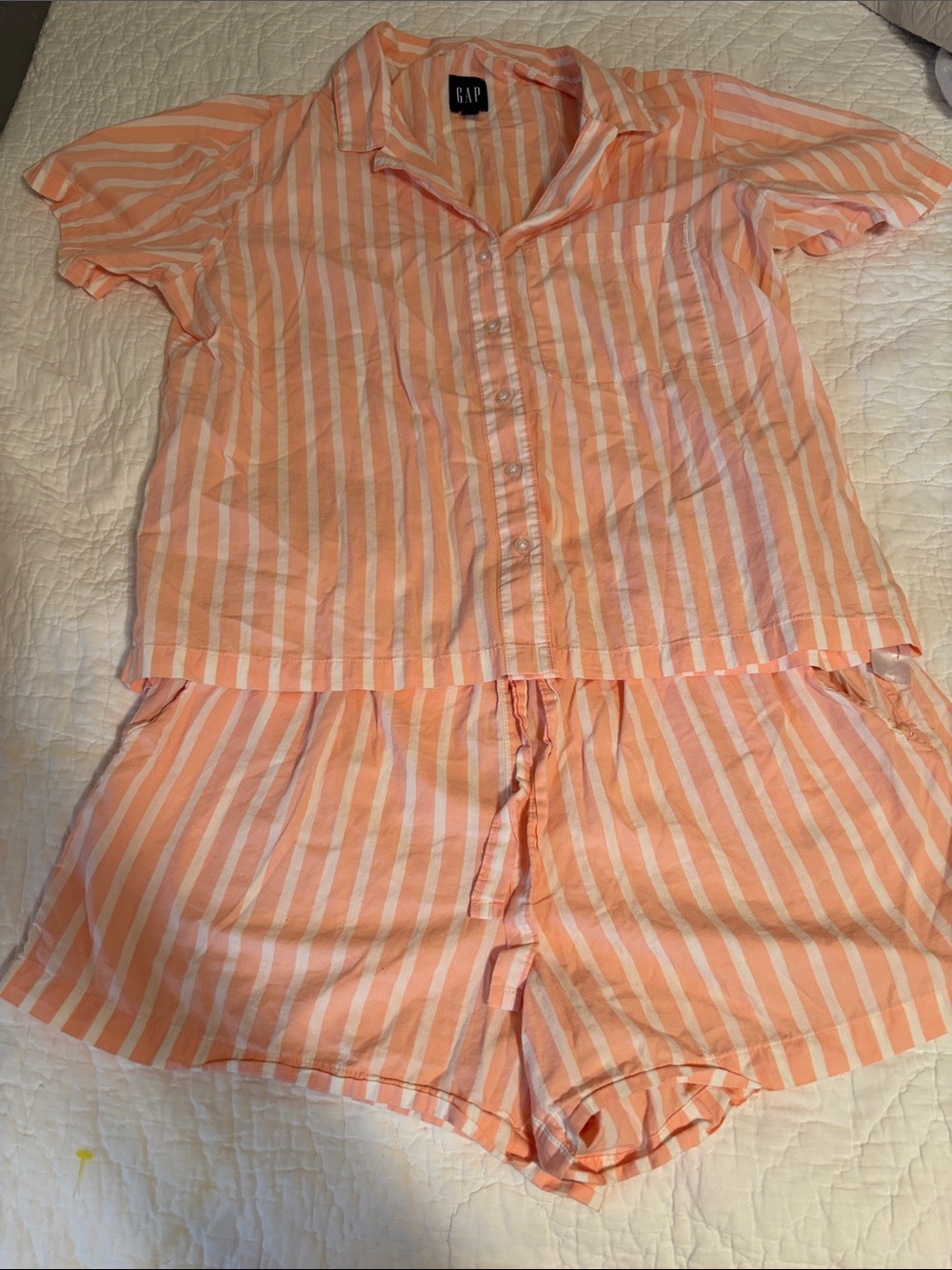 GAP Peach and White Striped Pajama Set